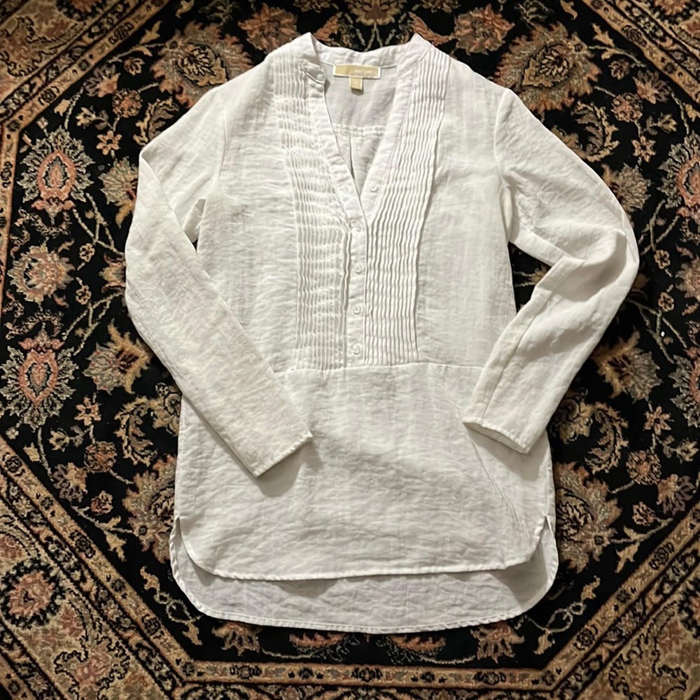 Michael kors. White xs simi sheer long sleeve shirt.